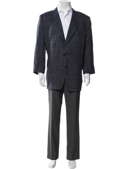 Karl Lagerfeld Wool Plaid Print Blazer
