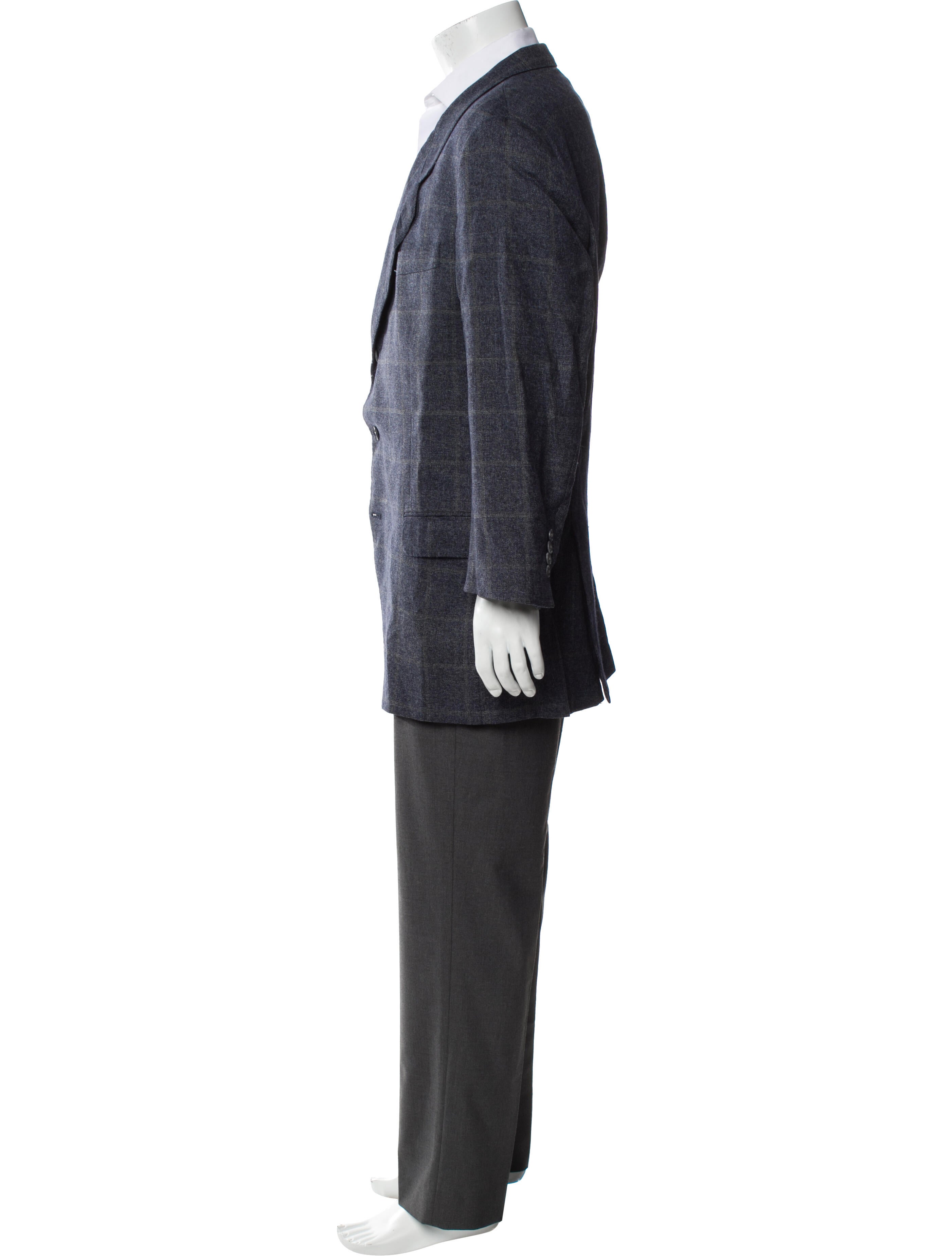Karl Lagerfeld Wool Plaid Print Blazer