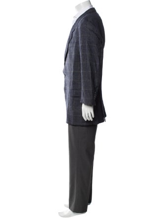 Karl Lagerfeld Wool Plaid Print Blazer