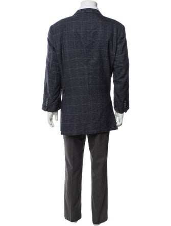 Karl Lagerfeld Wool Plaid Print Blazer