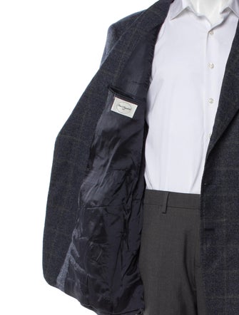 Karl Lagerfeld Wool Plaid Print Blazer