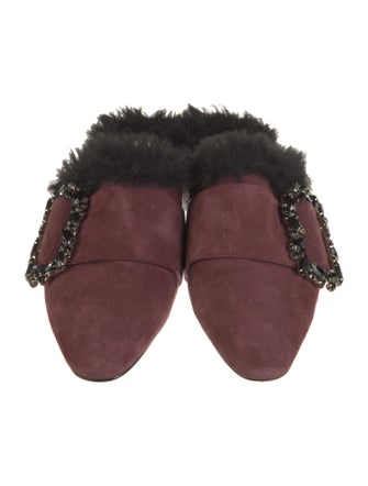 Karl Lagerfeld Suede Crystal Embellishments Mules