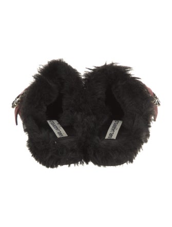 Karl Lagerfeld Suede Crystal Embellishments Mules