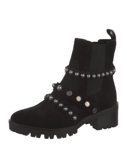 Karl Lagerfeld Velvet Studded Accents Combat Boots