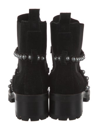 Karl Lagerfeld Velvet Studded Accents Combat Boots