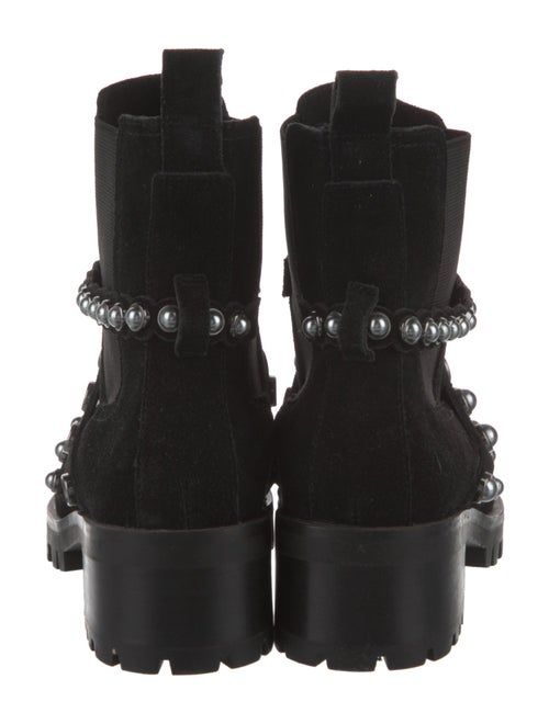 Karl Lagerfeld Velvet Studded Accents Combat Boots