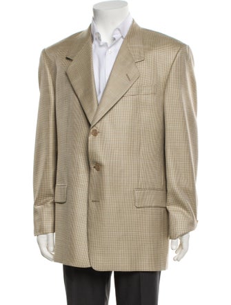 Karl Lagerfeld Silk Houndstooth Print Blazer