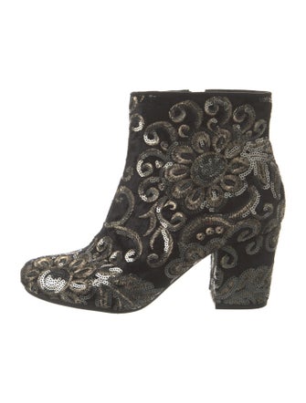 Karl Lagerfeld Velvet Floral Print Boots