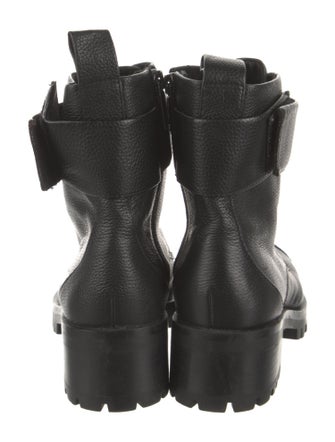 Karl Lagerfeld Leather Crystal Embellishments Combat Boots
