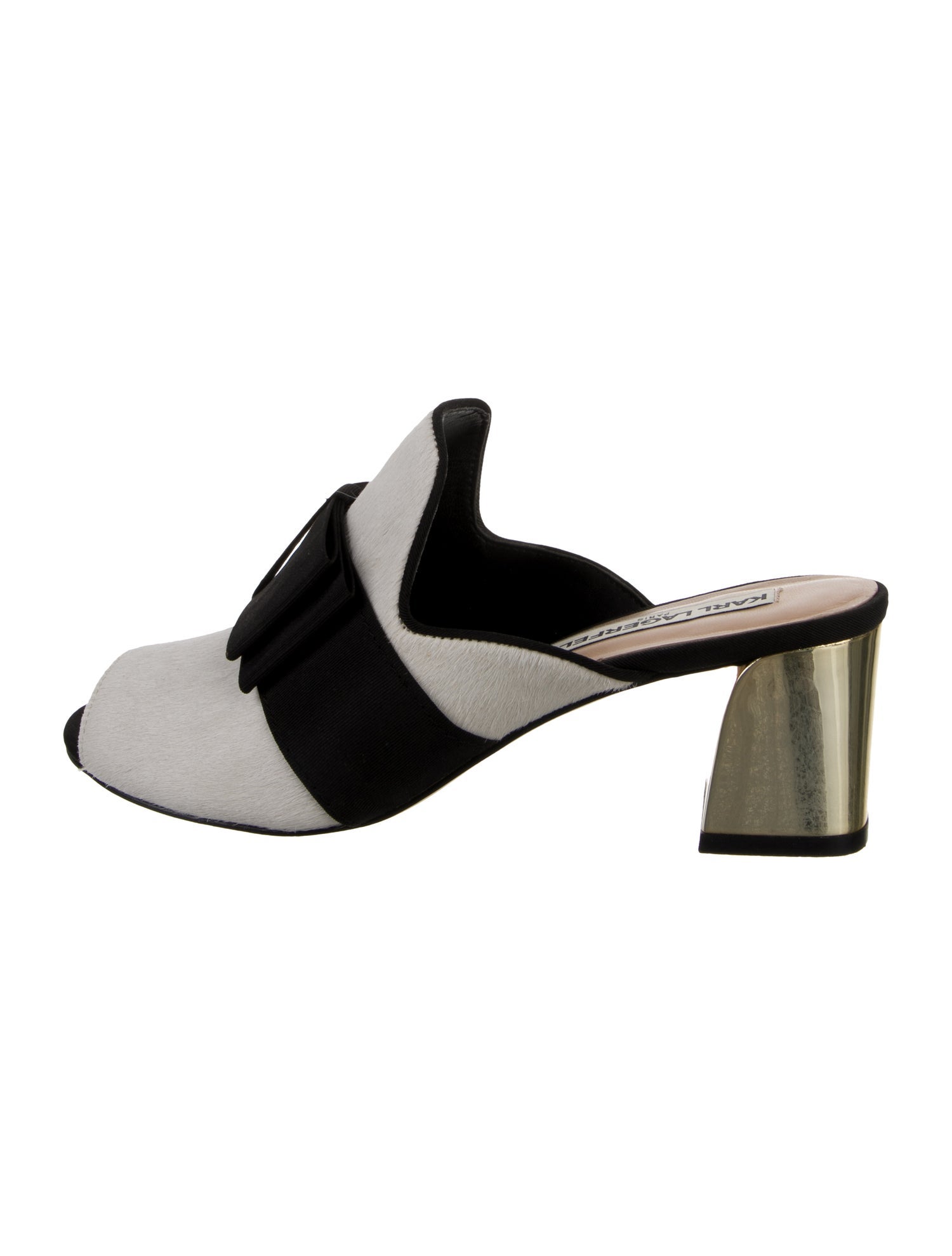 Karl Lagerfeld Ponyhair Colorblock Pattern Mules