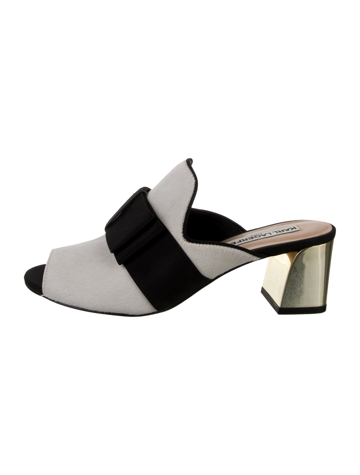 Karl Lagerfeld Ponyhair Colorblock Pattern Mules