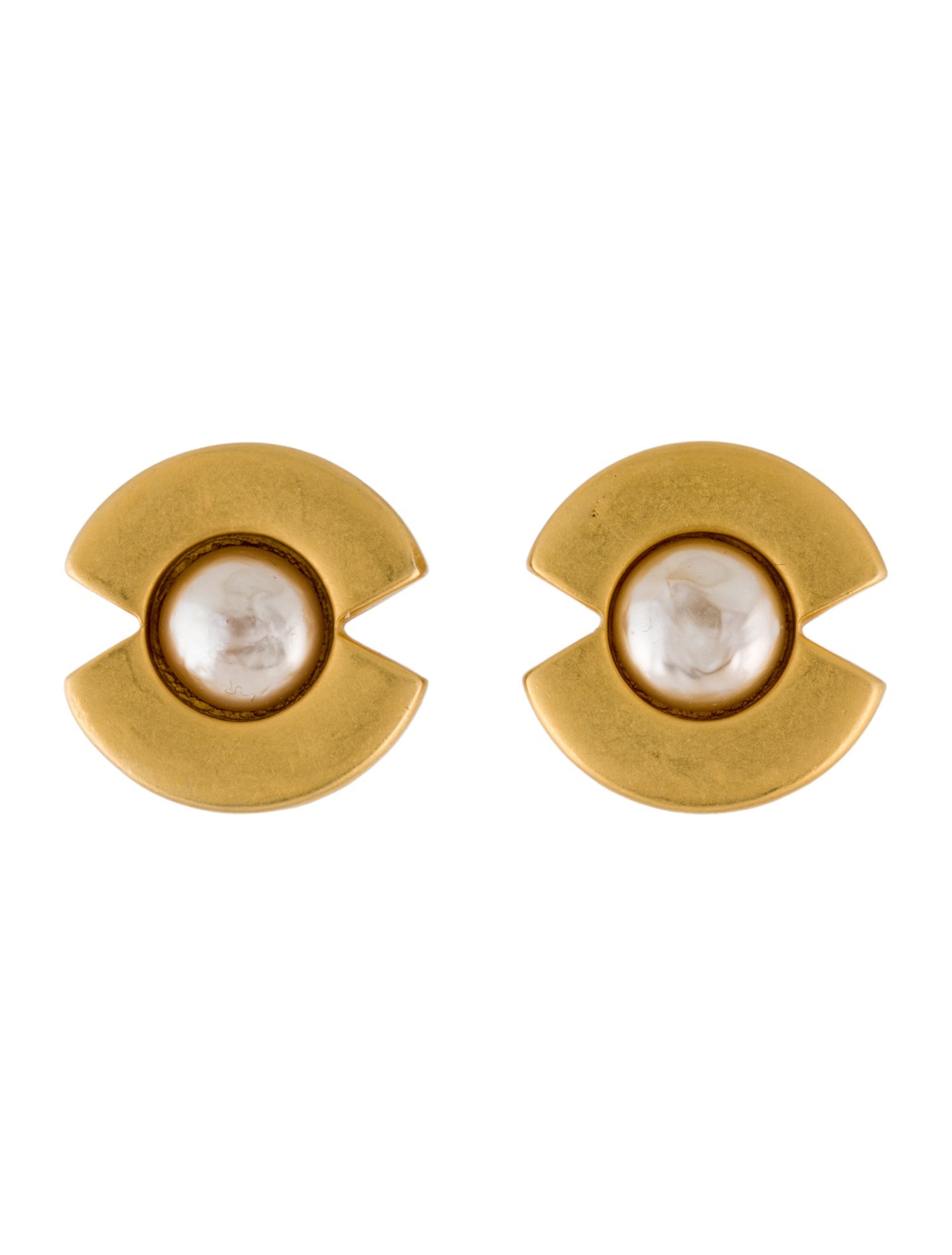 Karl Lagerfeld Vintage Faux Pearl Clip-On Stud Earrings