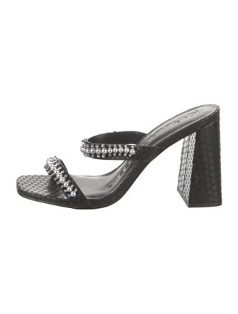 Karl Lagerfeld Leather Crystal Embellishments Slides