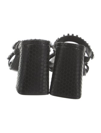 Karl Lagerfeld Leather Crystal Embellishments Slides