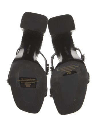 Karl Lagerfeld Leather Crystal Embellishments Slides