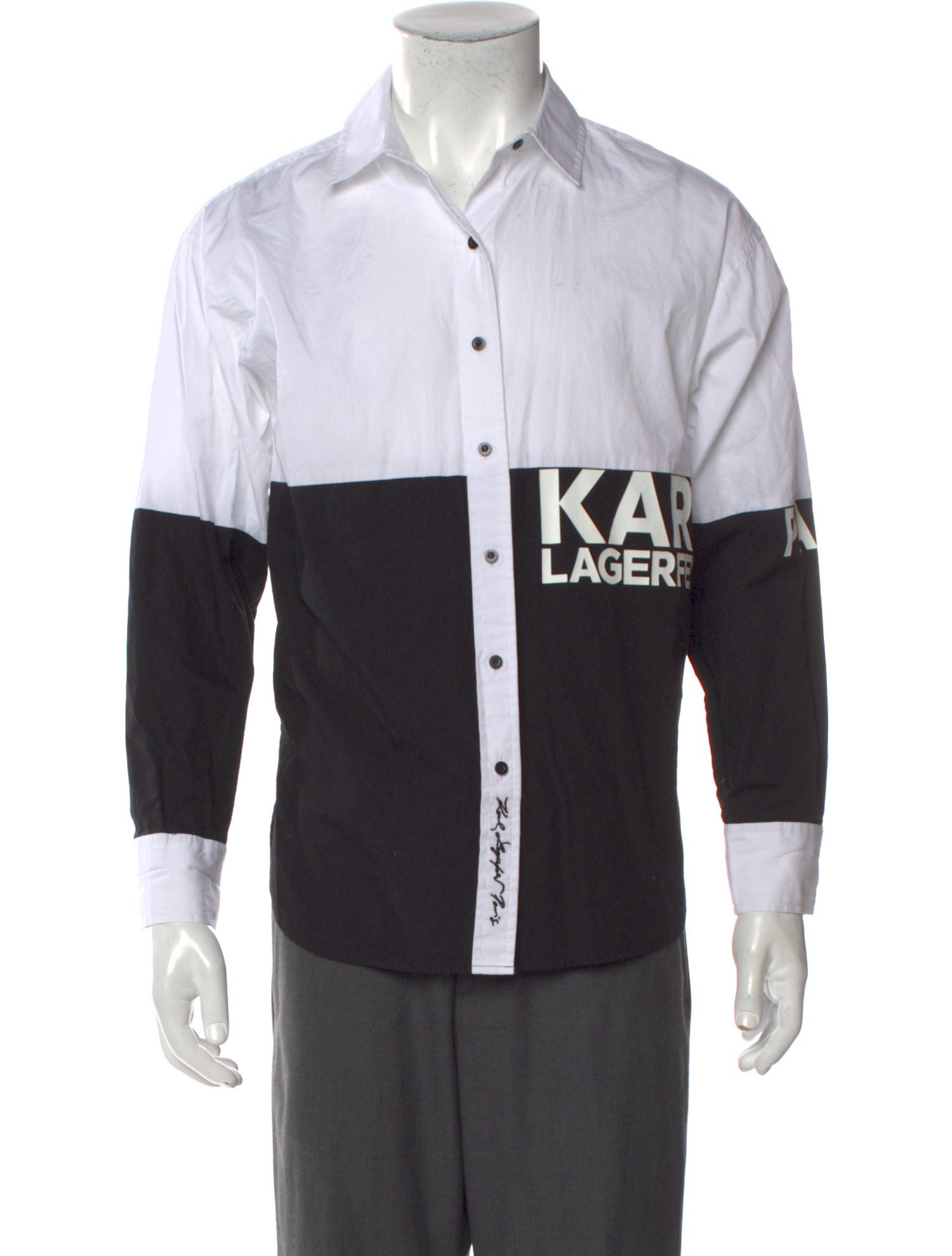 Karl Lagerfeld Colorblock Pattern Long Sleeve Shirt