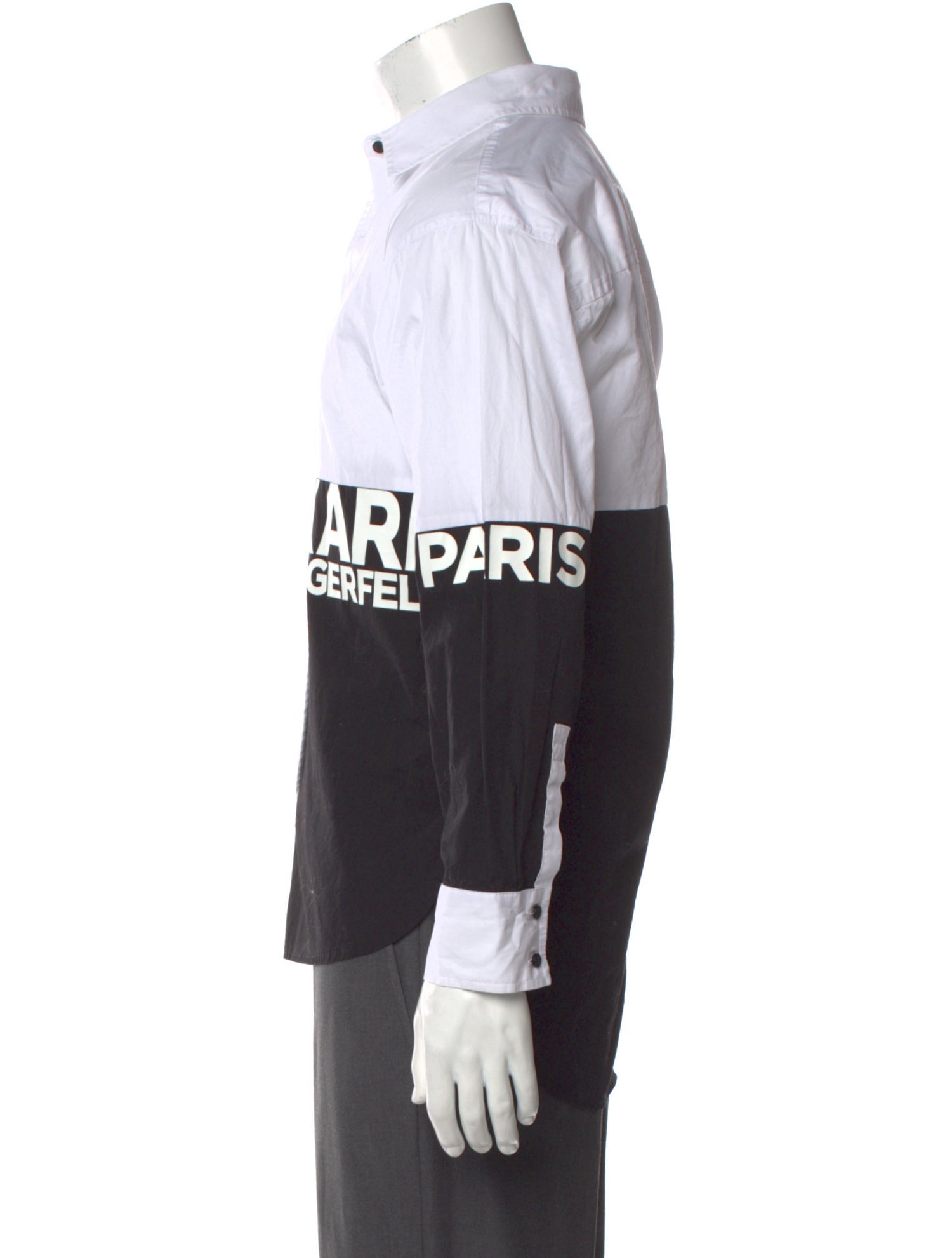 Karl Lagerfeld Colorblock Pattern Long Sleeve Shirt