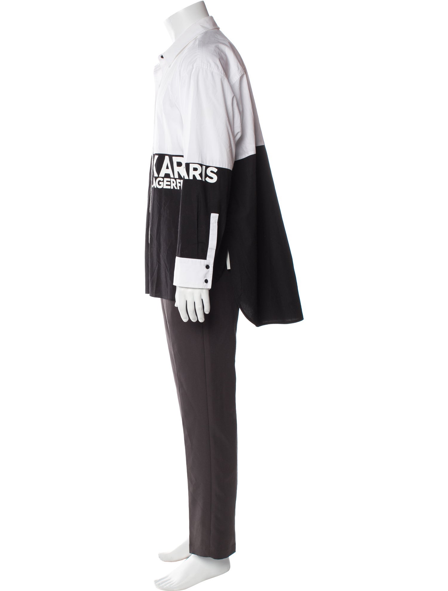 Karl Lagerfeld Colorblock Pattern Long Sleeve Shirt