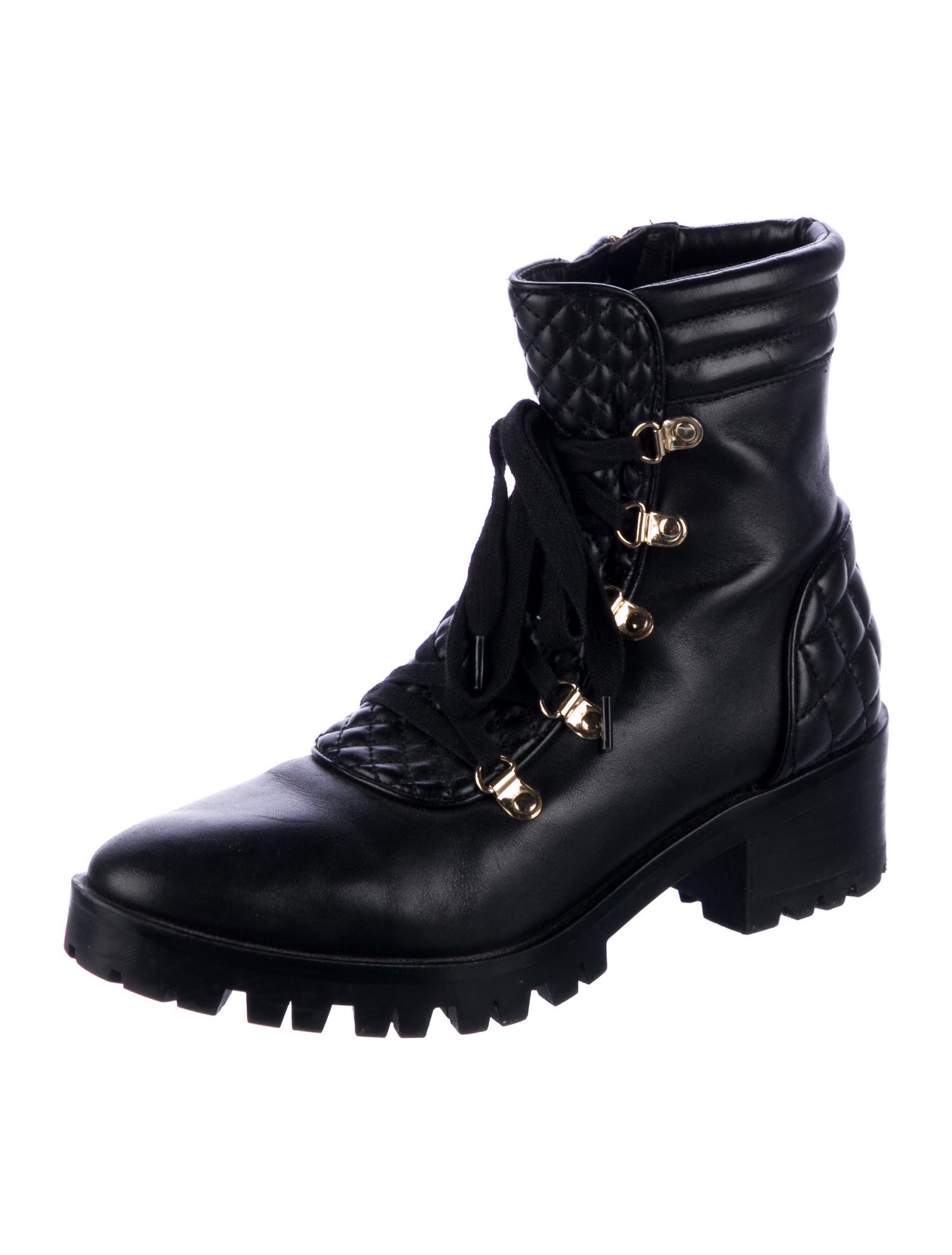 Karl Lagerfeld Leather Printed Combat Boots