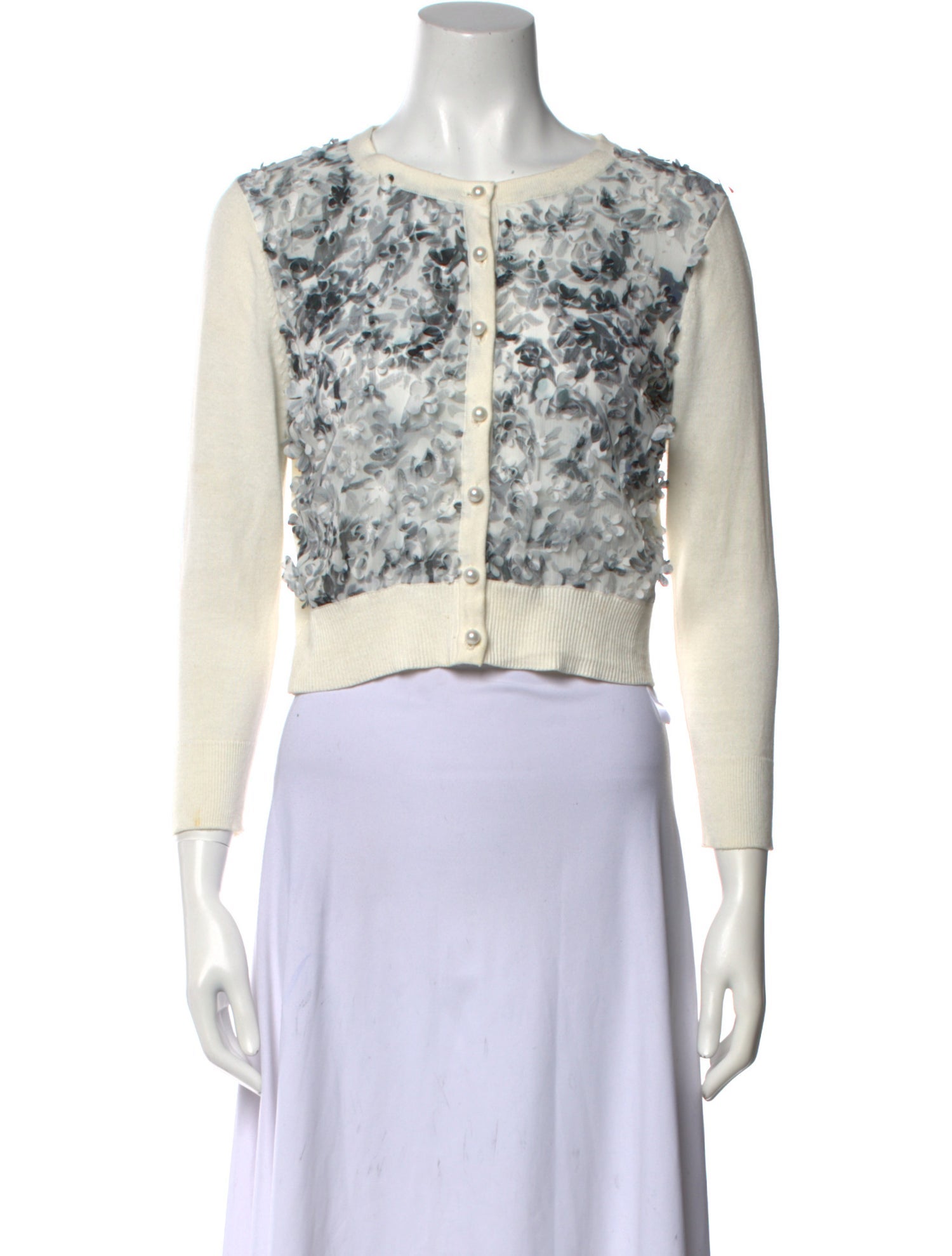 Karl Lagerfeld Floral Print Crew Neck Sweater