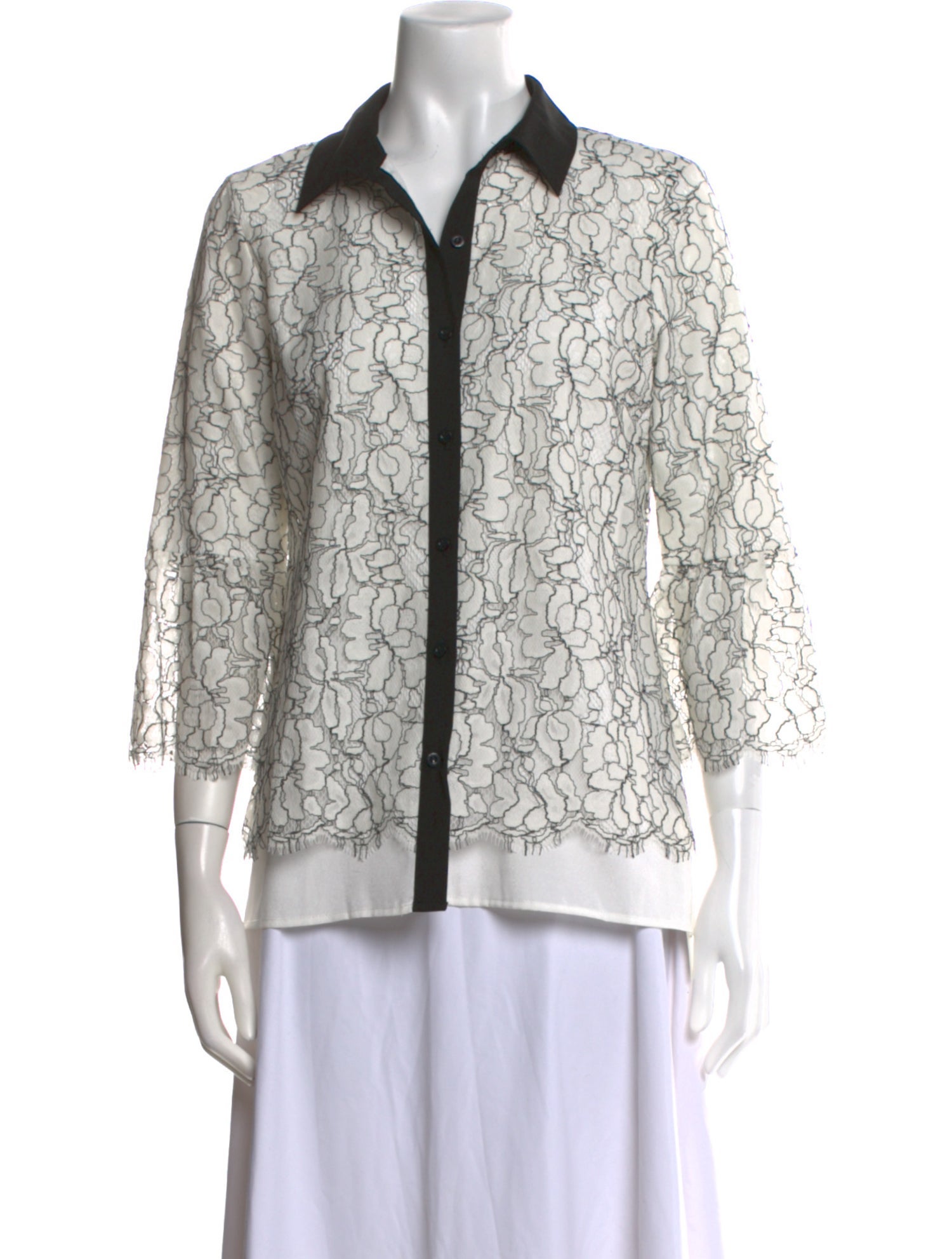 Karl Lagerfeld Lace Lace Pattern Button-Up Top