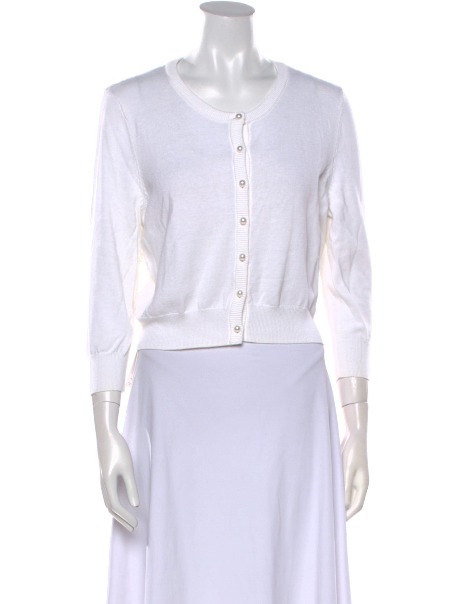 Karl Lagerfeld Crew Neck Three-Quarter Sleeve Crop Top