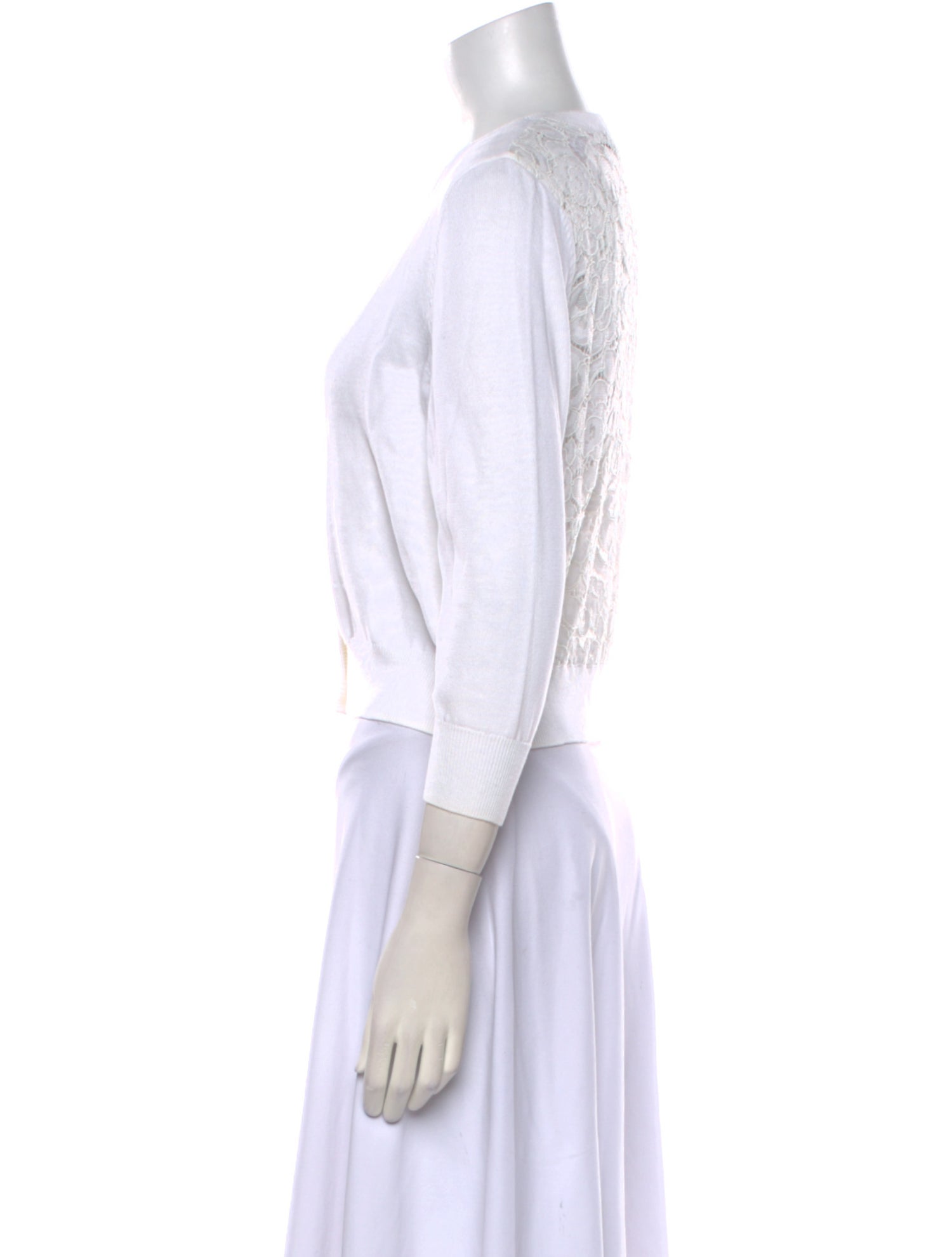 Karl Lagerfeld Crew Neck Three-Quarter Sleeve Crop Top