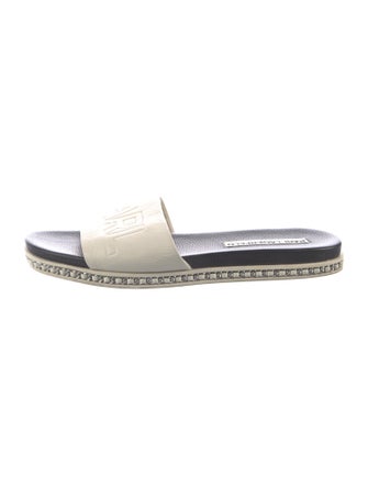Karl Lagerfeld Patent Leather Chain-Link Accents Slides