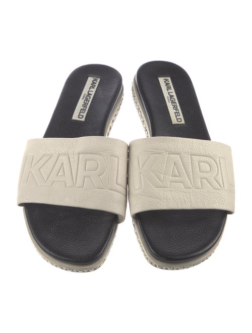 Karl Lagerfeld Patent Leather Chain-Link Accents Slides
