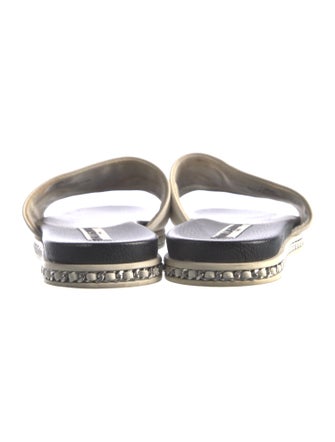 Karl Lagerfeld Patent Leather Chain-Link Accents Slides