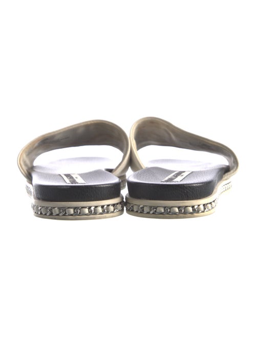 Karl Lagerfeld Patent Leather Chain-Link Accents Slides