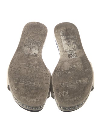 Karl Lagerfeld Patent Leather Chain-Link Accents Slides