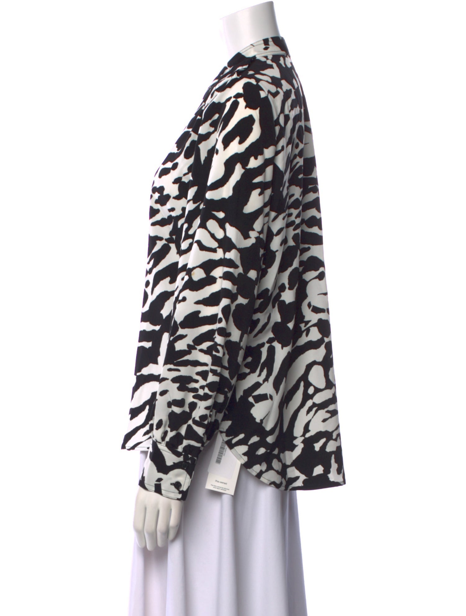 Karl Lagerfeld Printed V-Neck Button-Up Top