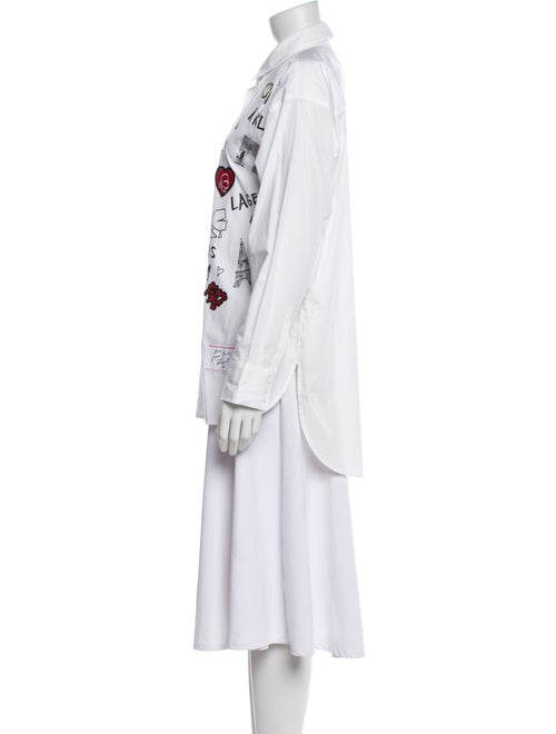 Karl Lagerfeld Graphic Print Long Sleeve Button-Up Top