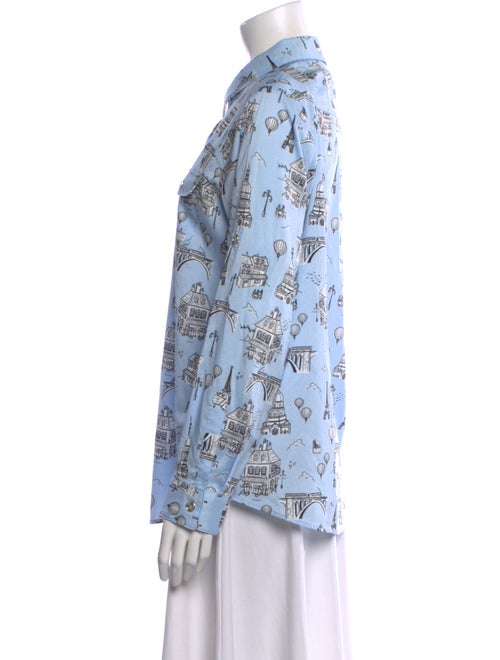 Karl Lagerfeld Printed Long Sleeve Button-Up Top