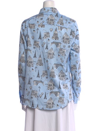 Karl Lagerfeld Printed Long Sleeve Button-Up Top