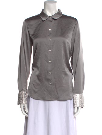 Karl Lagerfeld Long Sleeve Button-Up Top