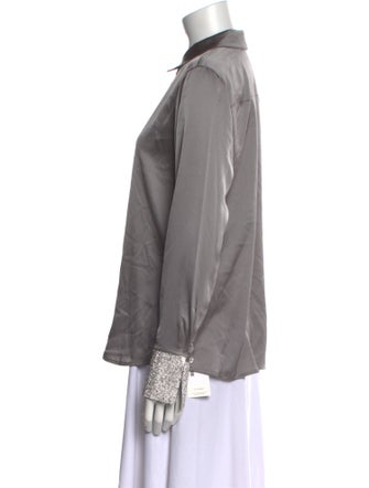 Karl Lagerfeld Long Sleeve Button-Up Top