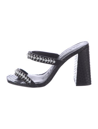 Karl Lagerfeld Leather Crystal Embellishments Slides