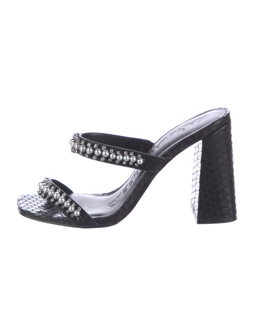 Karl Lagerfeld Leather Crystal Embellishments Slides