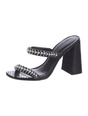 Karl Lagerfeld Leather Crystal Embellishments Slides