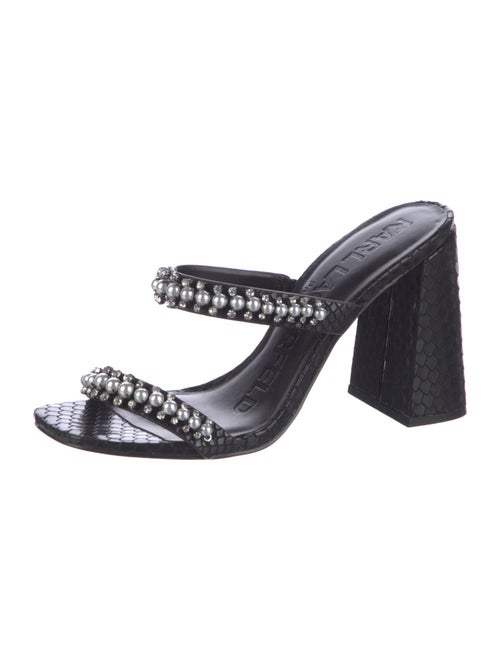 Karl Lagerfeld Leather Crystal Embellishments Slides