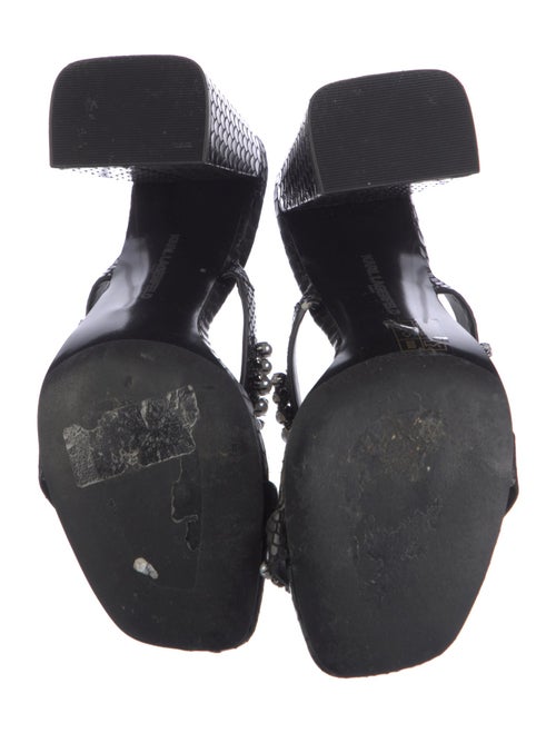 Karl Lagerfeld Leather Crystal Embellishments Slides