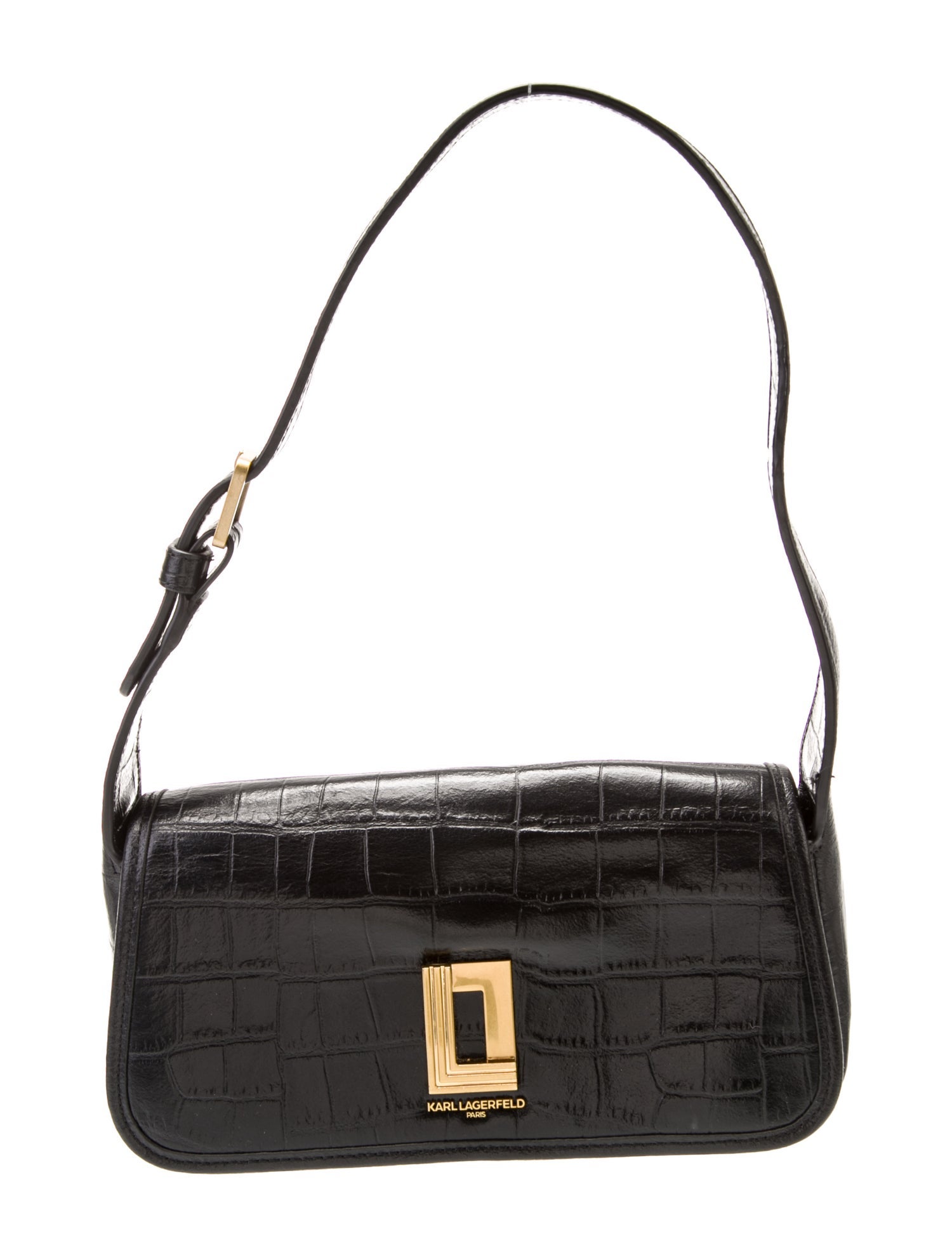 Karl Lagerfeld Embossed Leather Shoulder Bag