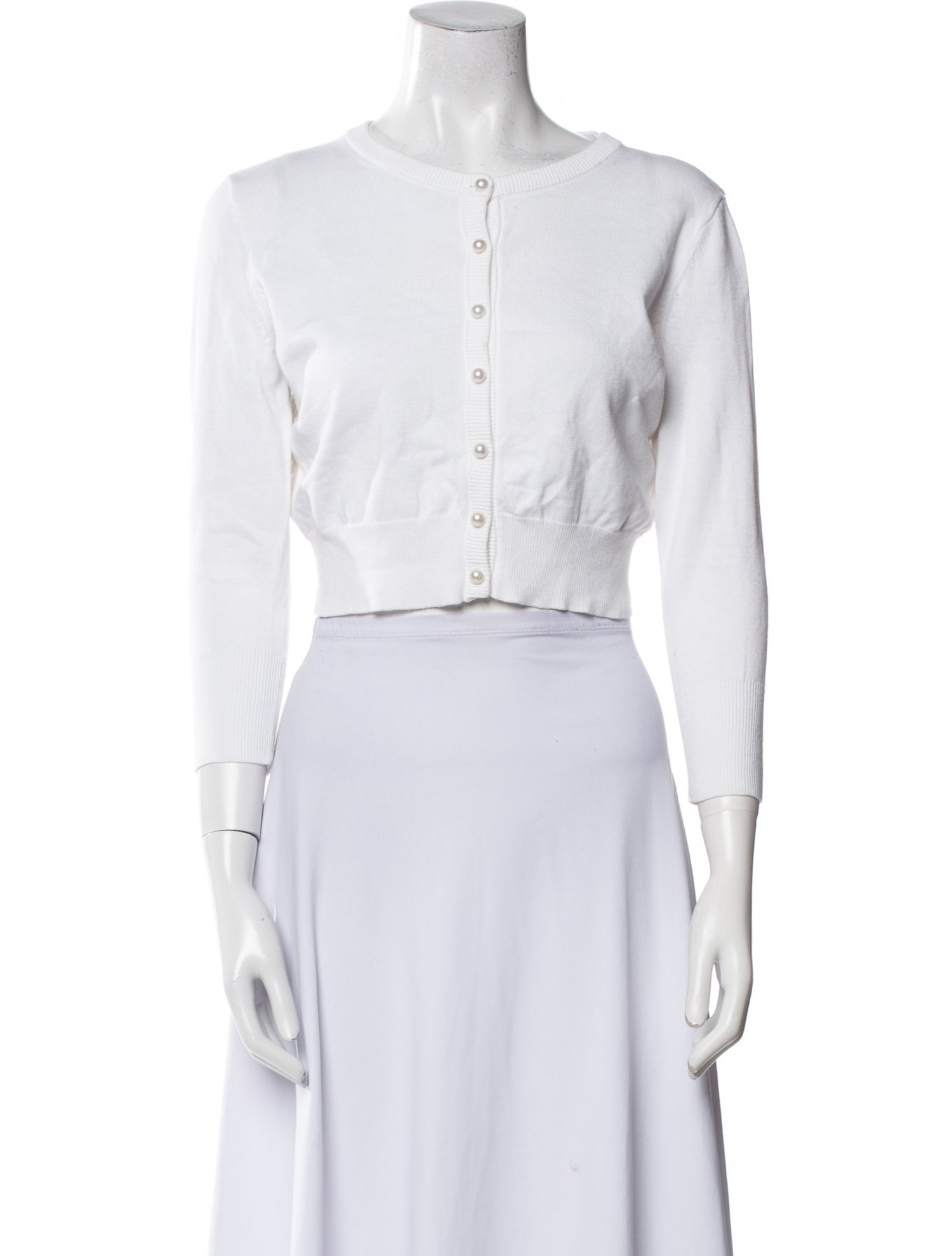 Karl Lagerfeld Crew Neck Three-Quarter Sleeve Crop Top