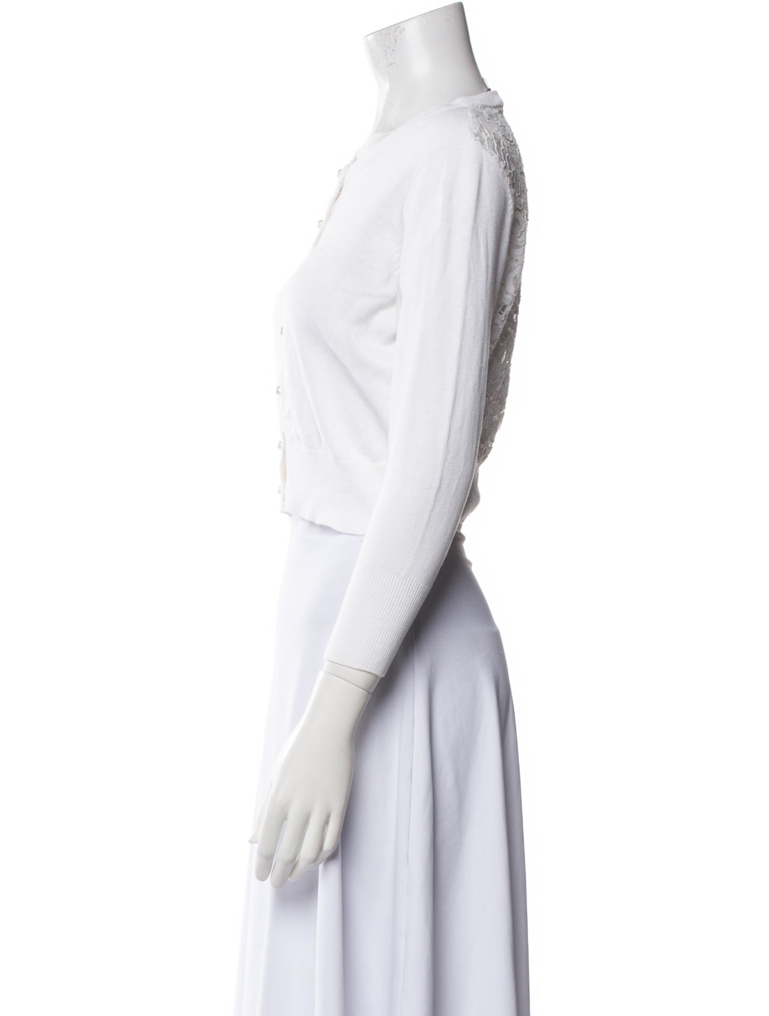 Karl Lagerfeld Crew Neck Three-Quarter Sleeve Crop Top