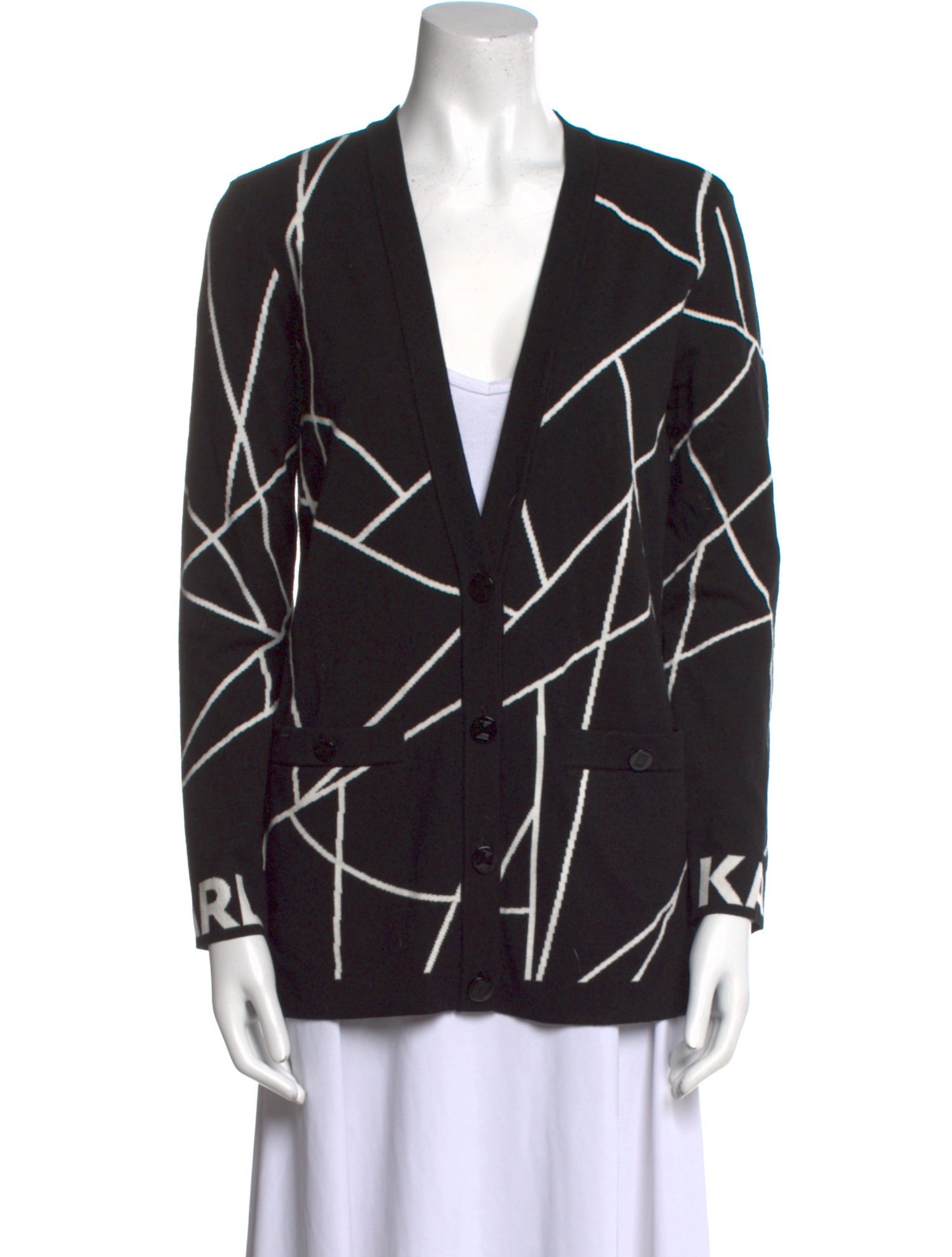 Karl Lagerfeld Printed V-Neck Sweater