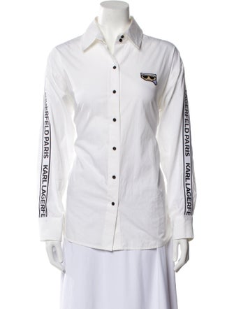 Karl Lagerfeld Long Sleeve Button-Up Top