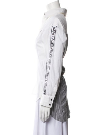 Karl Lagerfeld Long Sleeve Button-Up Top