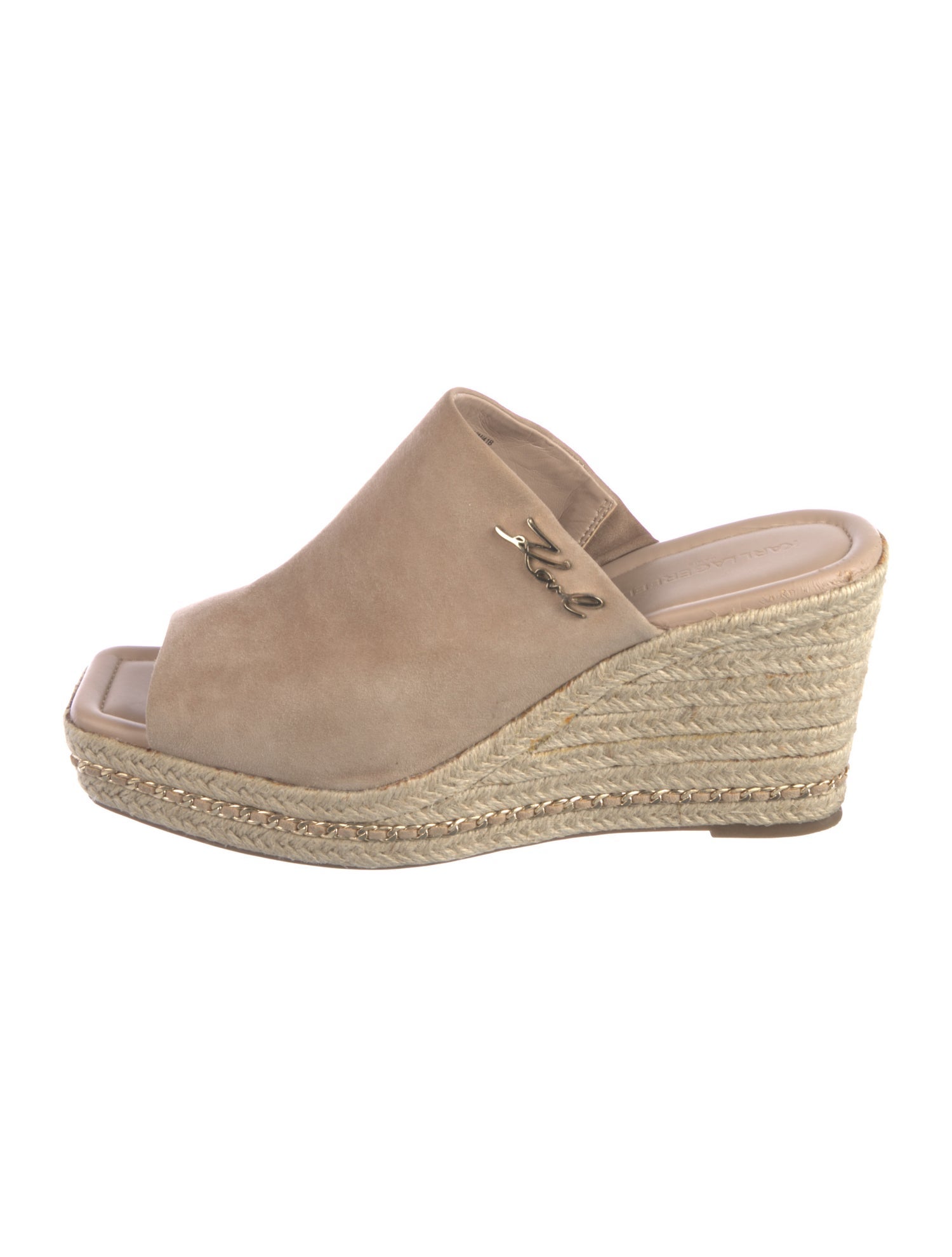 Karl Lagerfeld Suede Chain-Link Accents Espadrilles